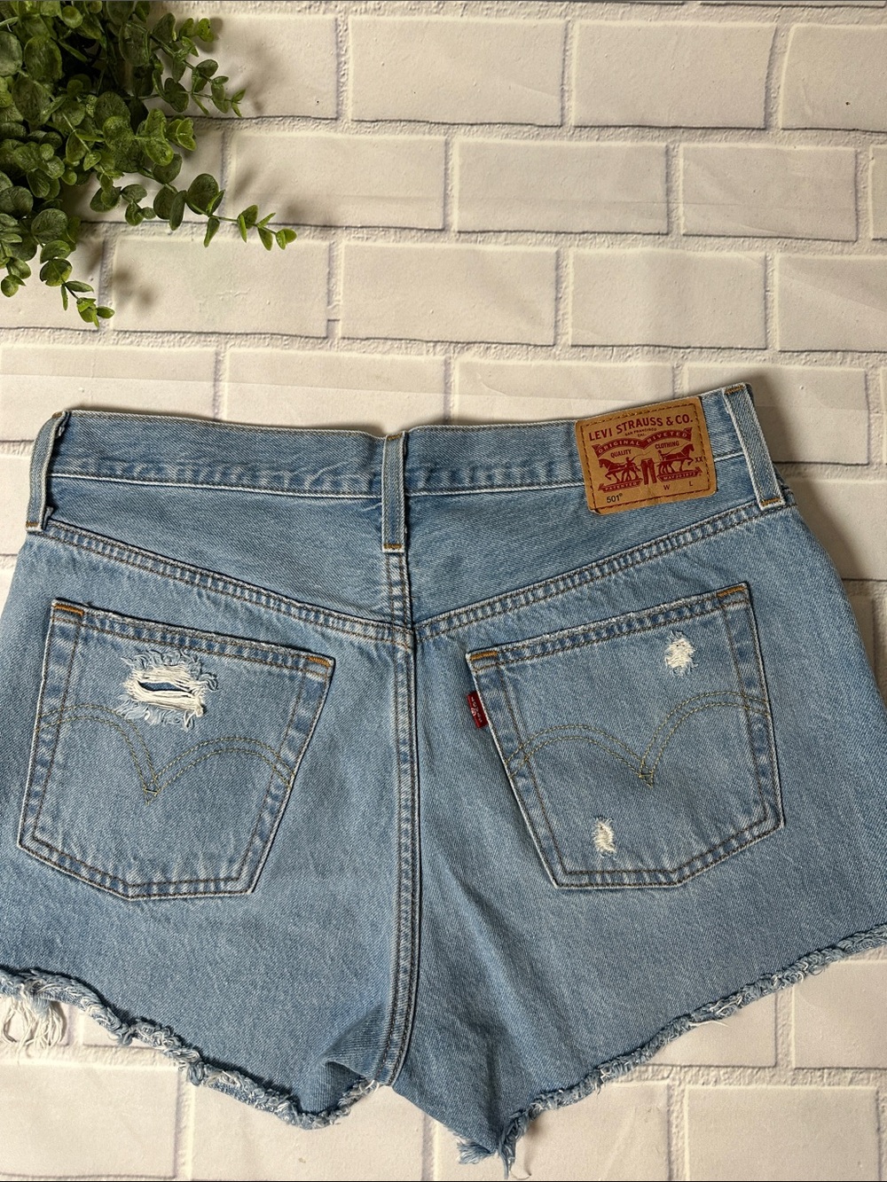 Levi's Light Blue Distressed Cutoff Denim Shorts